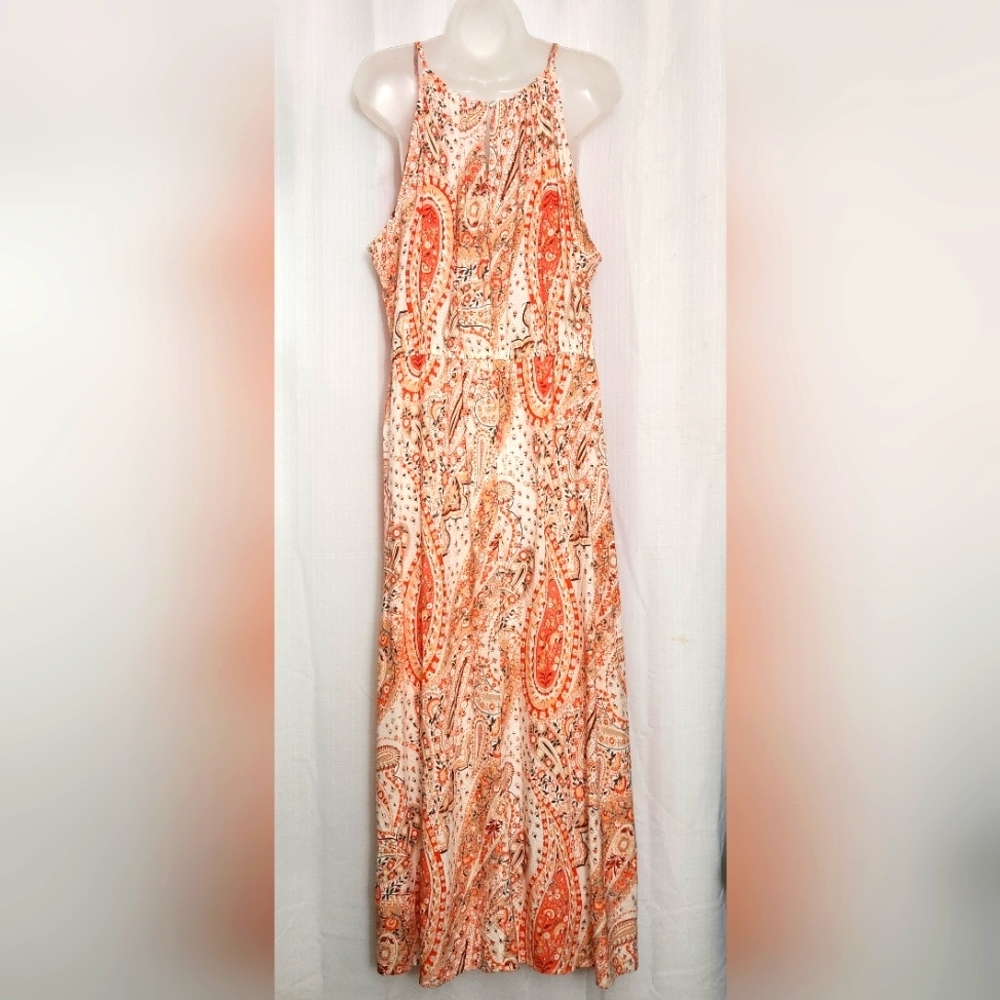 Old Navy Orange Paisley Lightweight Maxi Dress Size XL Summer Spring - Picture 4 of 9